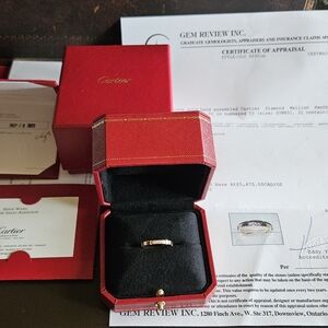 Cartier 18ct Maillon Panthere Wedding Ring with 4 diamonds,Rose Gold Accent Band
